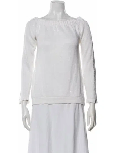 Pre-owned Brunello Cucinelli Linen Off-the-shoulder Sweater In Neutrals