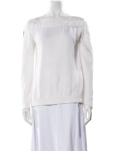 Pre-owned Brunello Cucinelli Linen Off-the-shoulder Sweater In White