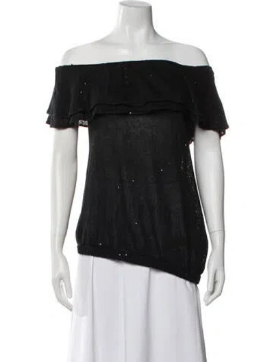 Pre-owned Brunello Cucinelli Linen Off-the-shoulder Top In Black