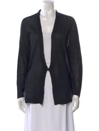 Pre-owned Brunello Cucinelli Linen Open Front Sweater In Black