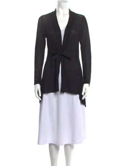 Pre-owned Brunello Cucinelli Linen Open Front Sweater In Black