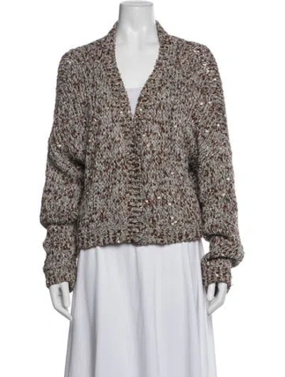 Pre-owned Brunello Cucinelli Linen Open Front Sweater In Brown