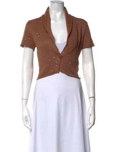 Pre-owned Brunello Cucinelli Linen Open Front Sweater In Brown