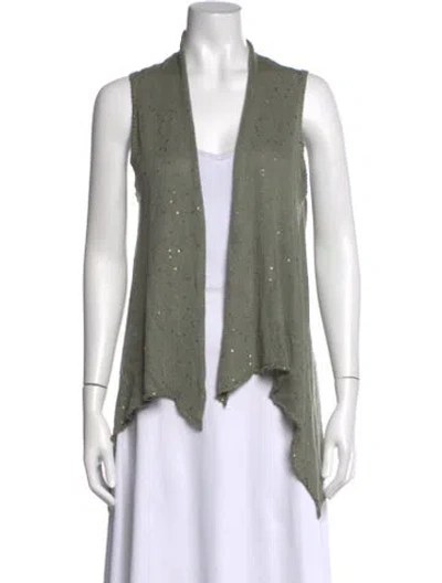 Pre-owned Brunello Cucinelli Linen Open Front Sweater In Green