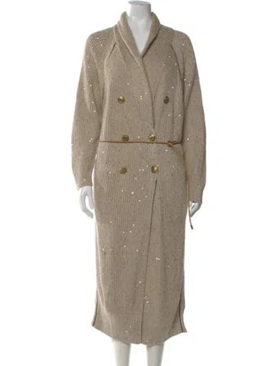 Pre-owned Brunello Cucinelli Linen Open Front Sweater In Neutral