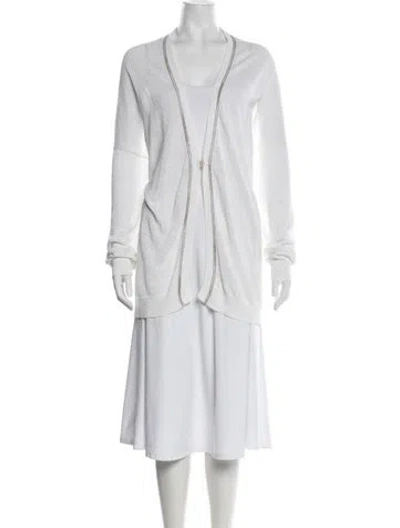 Pre-owned Brunello Cucinelli Linen Open Front Sweater In Neutrals