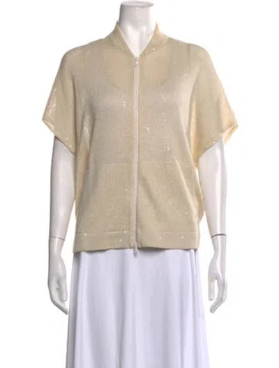 Pre-owned Brunello Cucinelli Linen Open Front Sweater In Neutrals
