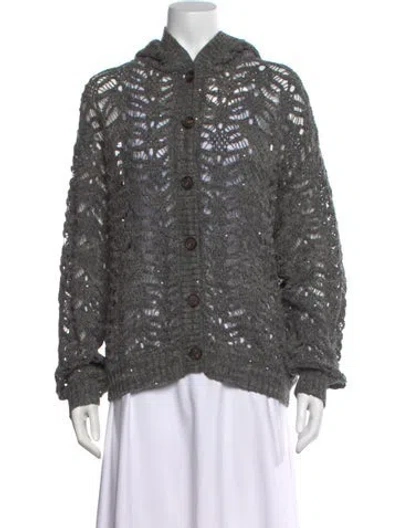 Pre-owned Brunello Cucinelli Linen Open Front Sweater W/ Tags In Gray
