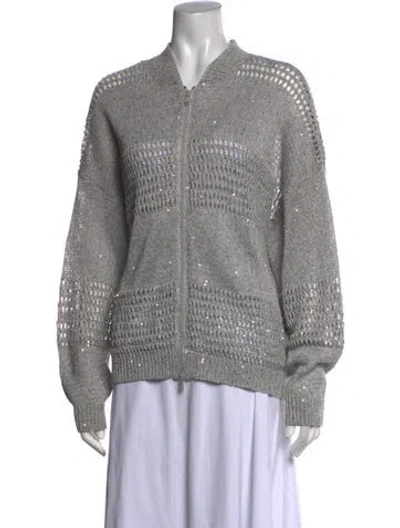 Pre-owned Brunello Cucinelli Linen Open Front Sweater W/ Tags In Grey