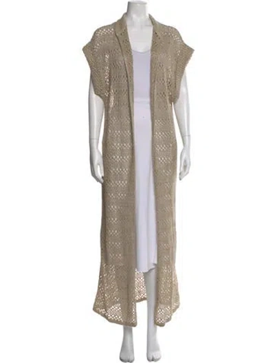 Pre-owned Brunello Cucinelli Linen Open Front Sweater W/ Tags In Neutral