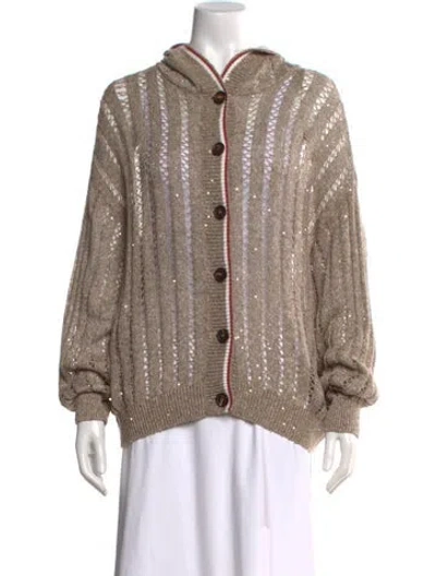Pre-owned Brunello Cucinelli Linen Open Front Sweater W/ Tags In Neutral