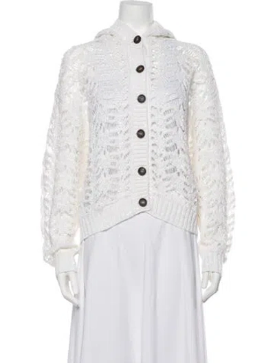Pre-owned Brunello Cucinelli Linen Open Front Sweater W/ Tags In White