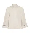 Brunello Cucinelli Cropped Shirt With Monili In Neutral