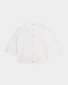 Brunello Cucinelli Linen Pailette Charming Cable-knit Cardigan In White