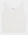 Brunello Cucinelli Linen Pailette Charming Cable Scoop-neck Tank Top In White
