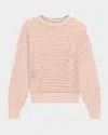 Brunello Cucinelli Linen Paillette Open Knit Crewneck Sweater In Pink
