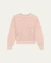 Brunello Cucinelli Linen Paillette Open Knit Crewneck Sweater In Pink