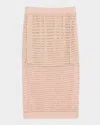 Brunello Cucinelli Linen Paillette Open-knit Midi Skirt In Pink