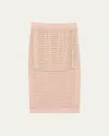 Brunello Cucinelli Linen Paillette Open-knit Midi Skirt In Pink