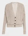Brunello Cucinelli Linen Paillettes Cable-knit Cardigan In Beige Freddo