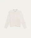 Brunello Cucinelli Linen Paillettes Openwork Net Stitched Cardigan In White