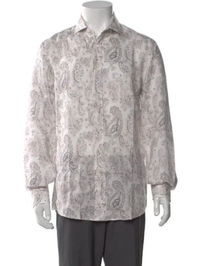 Pre-owned Brunello Cucinelli Linen Paisley Print Shirt In Neutral