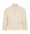 Brunello Cucinelli Linen Panama Cropped Blazer In Beige