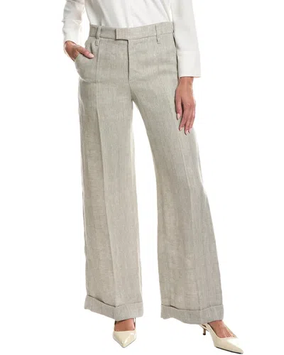 Brunello Cucinelli Linen Pant In White