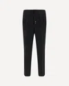 Brunello Cucinelli Men Leisure Fit Trousers In Virgin Wool Flannel With Drawstring And Double Darts In Black