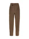 Brunello Cucinelli Belted-waist Tapered-leg Trousers In Gray