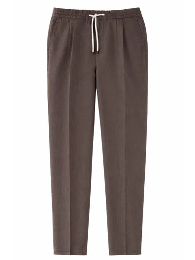 Brunello Cucinelli Linen Pants In Brown