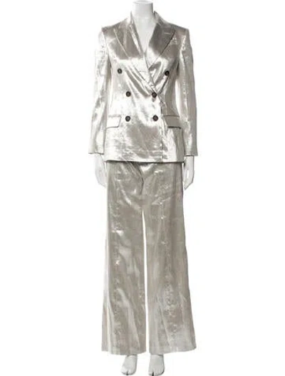 Pre-owned Brunello Cucinelli Linen Pantsuit In Silver