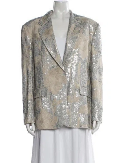 Pre-owned Brunello Cucinelli Linen Patterned Blazer W/ Tags In Neutral