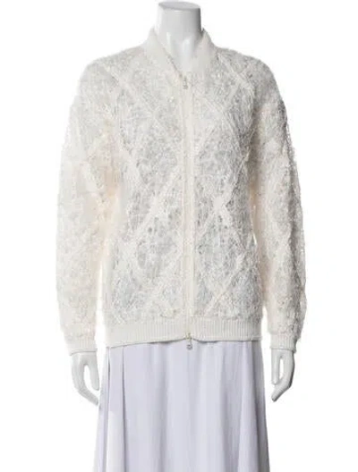 Pre-owned Brunello Cucinelli Linen Patterned Bomber Jacket In Multicolor