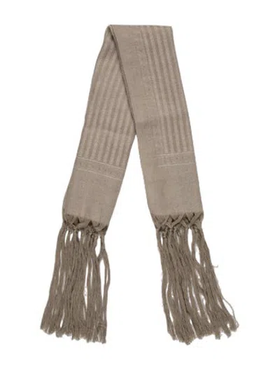 Pre-owned Brunello Cucinelli Linen Patterned Scarf W/ Tags In Neutrals