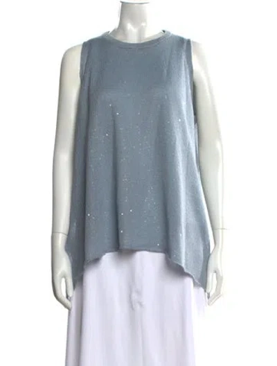 Pre-owned Brunello Cucinelli Linen Patterned Sweater In Blue
