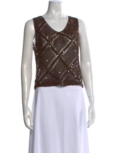Pre-owned Brunello Cucinelli Linen Patterned Sweater In Brown