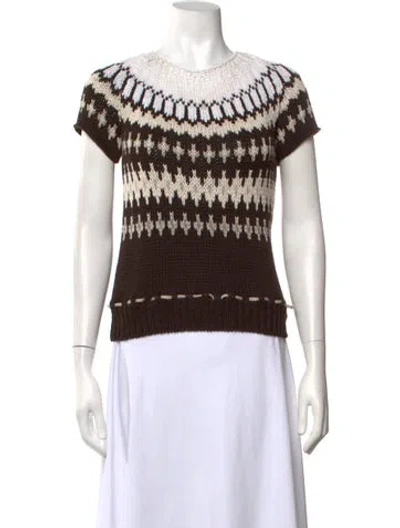 Pre-owned Brunello Cucinelli Linen Patterned Sweater In Brown