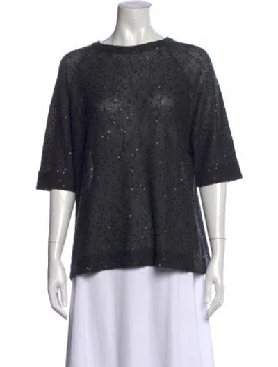 Pre-owned Brunello Cucinelli Linen Patterned Sweater In Gray