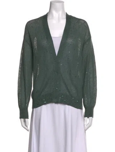 Pre-owned Brunello Cucinelli Linen Patterned Sweater In Green