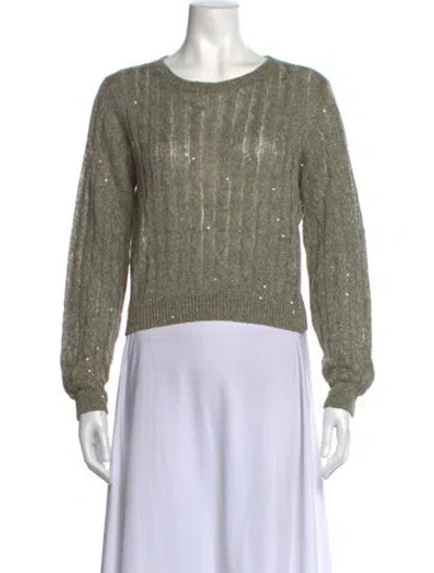 Pre-owned Brunello Cucinelli Linen Patterned Sweater In Green