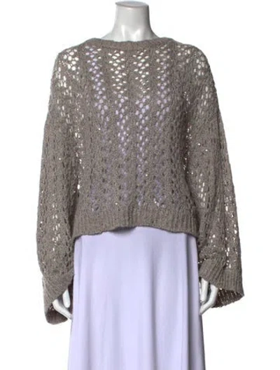 Pre-owned Brunello Cucinelli Linen Patterned Sweater In Grey