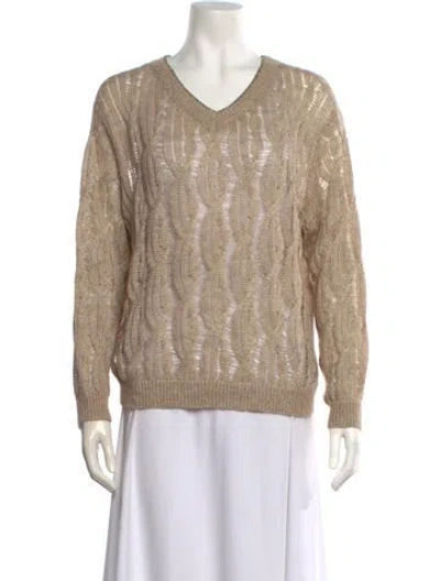 Pre-owned Brunello Cucinelli Linen Patterned Sweater In Neutral
