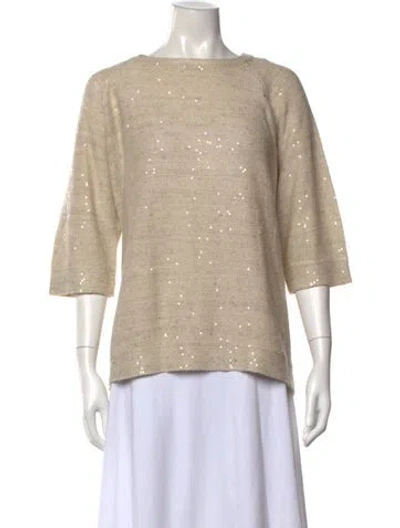 Pre-owned Brunello Cucinelli Linen Patterned Sweater In Neutral