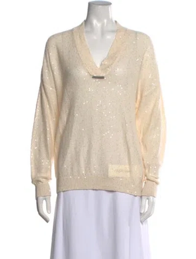 Pre-owned Brunello Cucinelli Linen Patterned Sweater In Neutrals