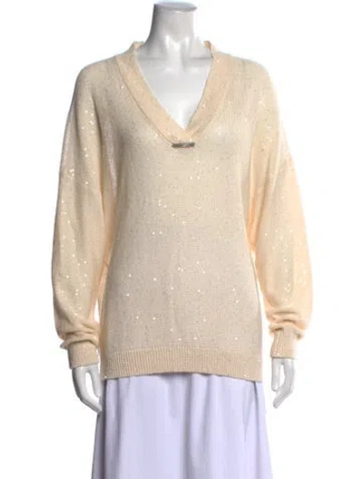 Pre-owned Brunello Cucinelli Linen Patterned Sweater In Neutrals