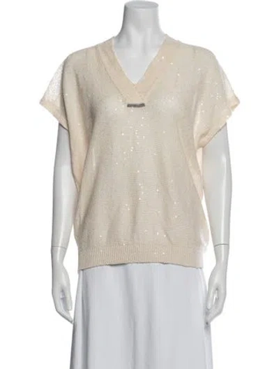 Pre-owned Brunello Cucinelli Linen Patterned Sweater In Neutrals