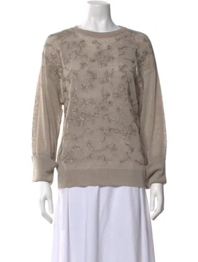 Pre-owned Brunello Cucinelli Linen Patterned Sweater In Neutrals