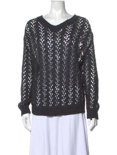 Pre-owned Brunello Cucinelli Linen Patterned Sweater W/ Tags In Blue