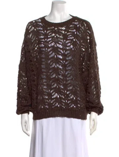 Pre-owned Brunello Cucinelli Linen Patterned Sweater W/ Tags In Brown